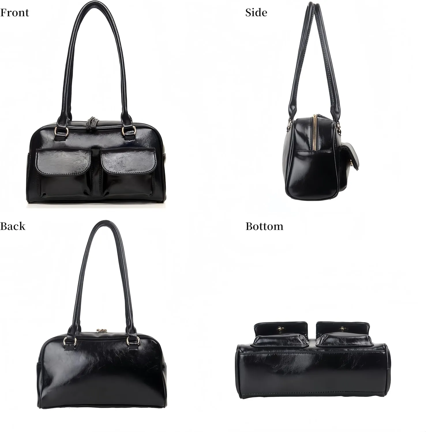 Y2K Shoulder Purses for Women Trendy - PU Leather Retro Boston Handbag, Lightweight and Versatile for Work and Travel