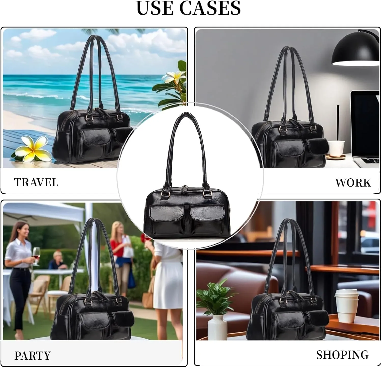 Y2K Shoulder Purses for Women Trendy - PU Leather Retro Boston Handbag, Lightweight and Versatile for Work and Travel