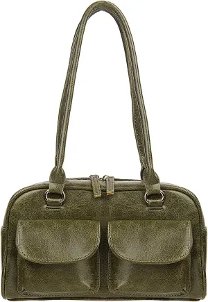 Y2K Shoulder Purses for Women Trendy - PU Leather Retro Boston Handbag, Lightweight and Versatile for Work and Travel