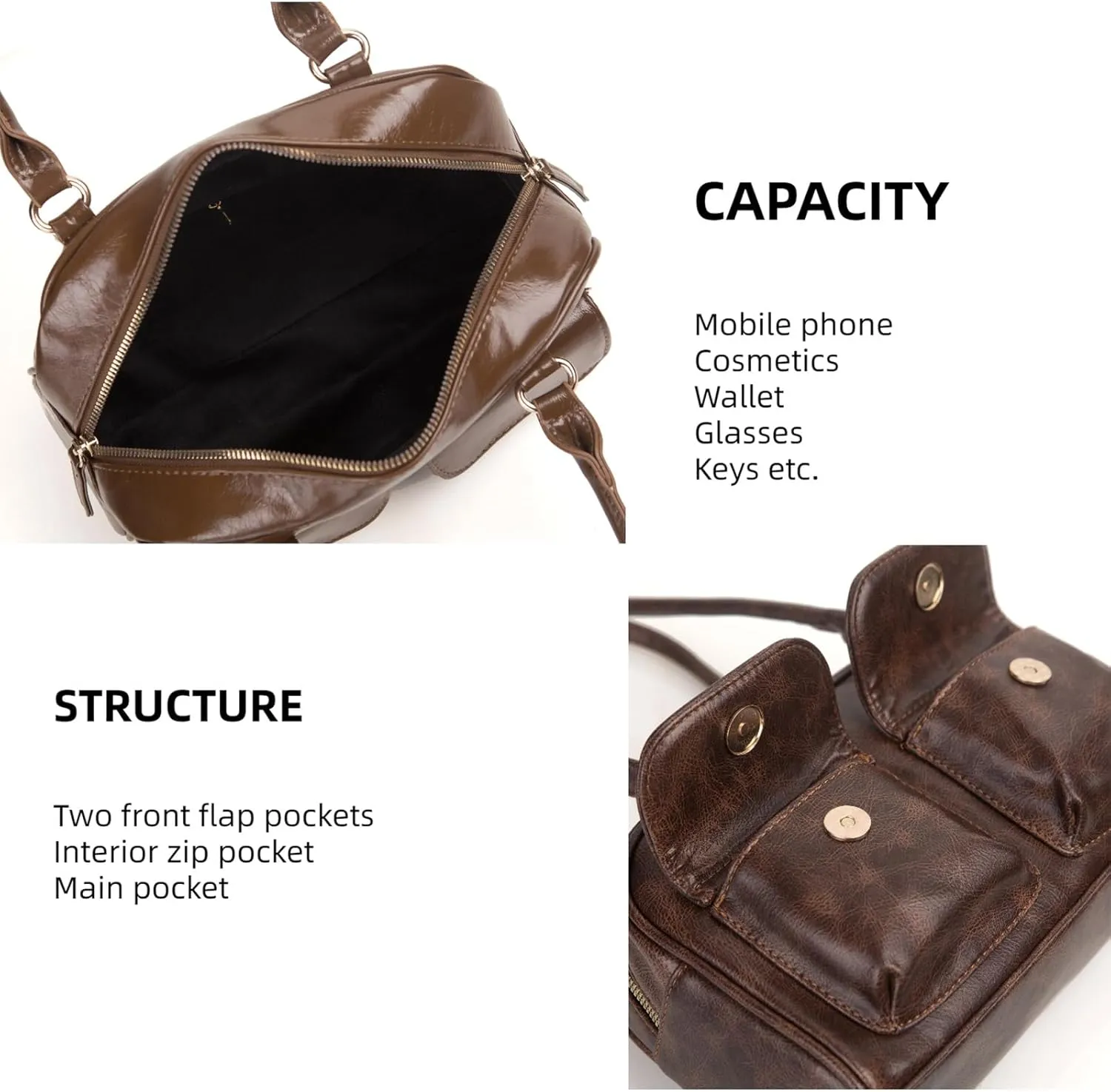 Y2K Shoulder Purses for Women Trendy - PU Leather Retro Boston Handbag, Lightweight and Versatile for Work and Travel
