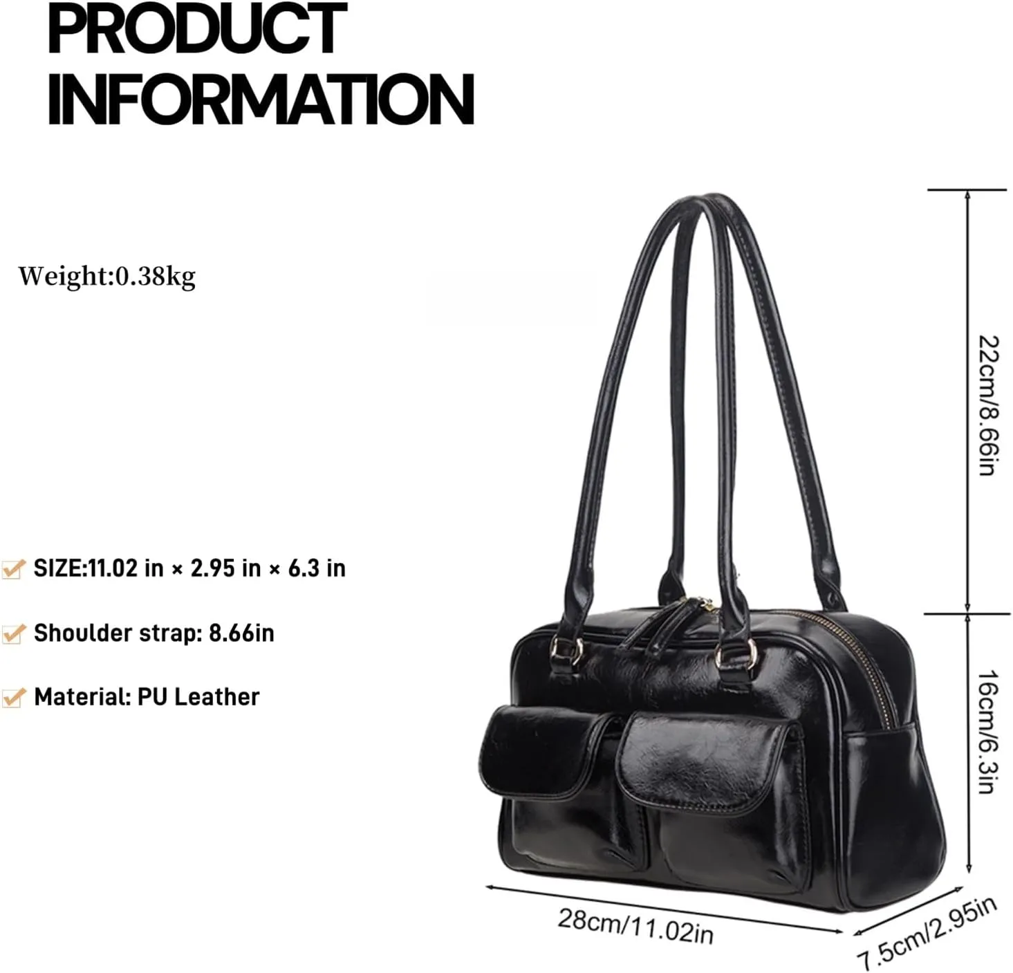 Y2K Shoulder Purses for Women Trendy - PU Leather Retro Boston Handbag, Lightweight and Versatile for Work and Travel