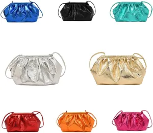 Y2K Silver Dumpling Bag: Metallic Crossbody Cloud Shoulder Purse
