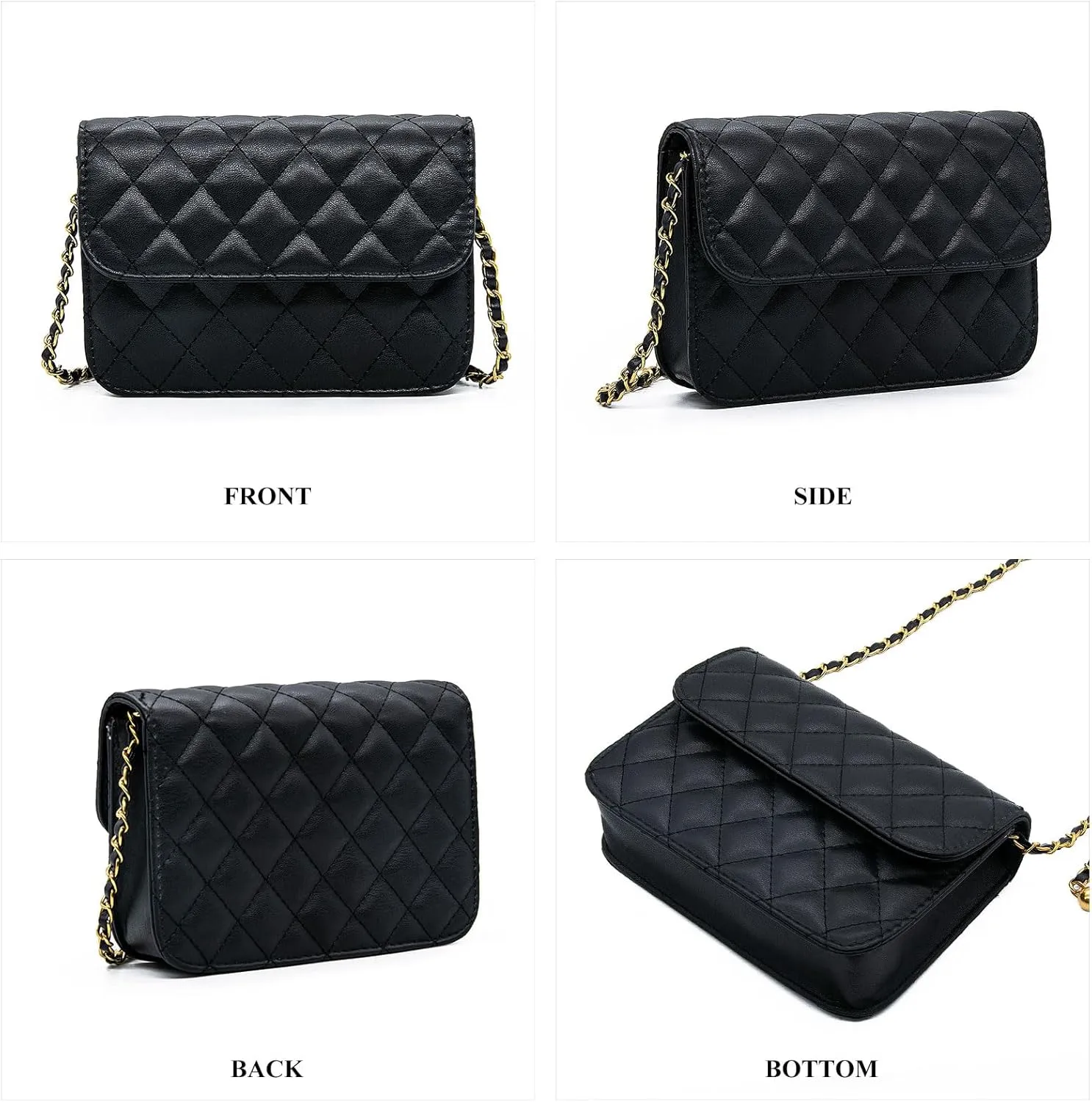 YAMEIZE Fashionable Mini Chain Belt Bag - PU Leather Small Crossbody Bag Chain Belt Purse for Women Trendy Waist Bag