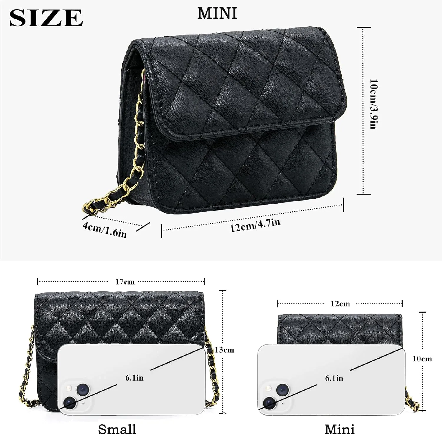 YAMEIZE Fashionable Mini Chain Belt Bag - PU Leather Small Crossbody Bag Chain Belt Purse for Women Trendy Waist Bag