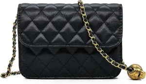 YAMEIZE Fashionable Mini Chain Belt Bag - PU Leather Small Crossbody Bag Chain Belt Purse for Women Trendy Waist Bag
