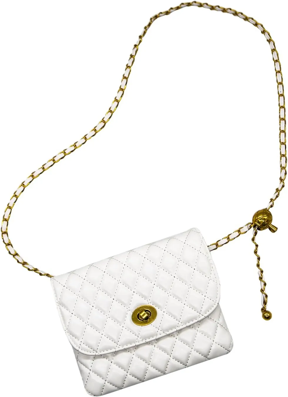 YAMEIZE PU Leather Chain Belt Bag for Women - Crossbody Waist Bag Fanny Pack Detachable Belt Chain Women Evening Mini Handbag