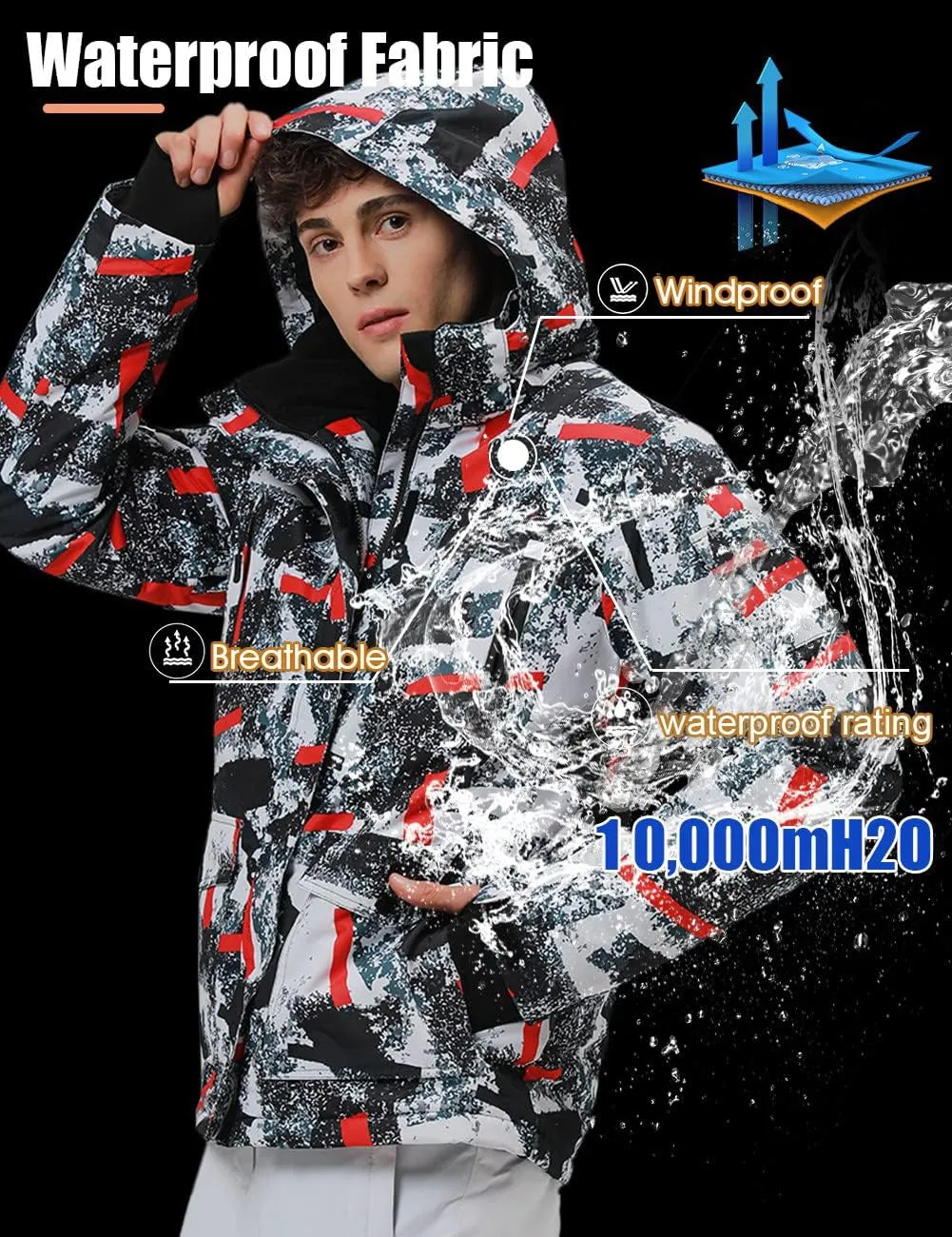 YEEFINE Men's Ski Suits Waterproof Winter Snowsuit Snow Snowboard Jackets Coats Pants Set