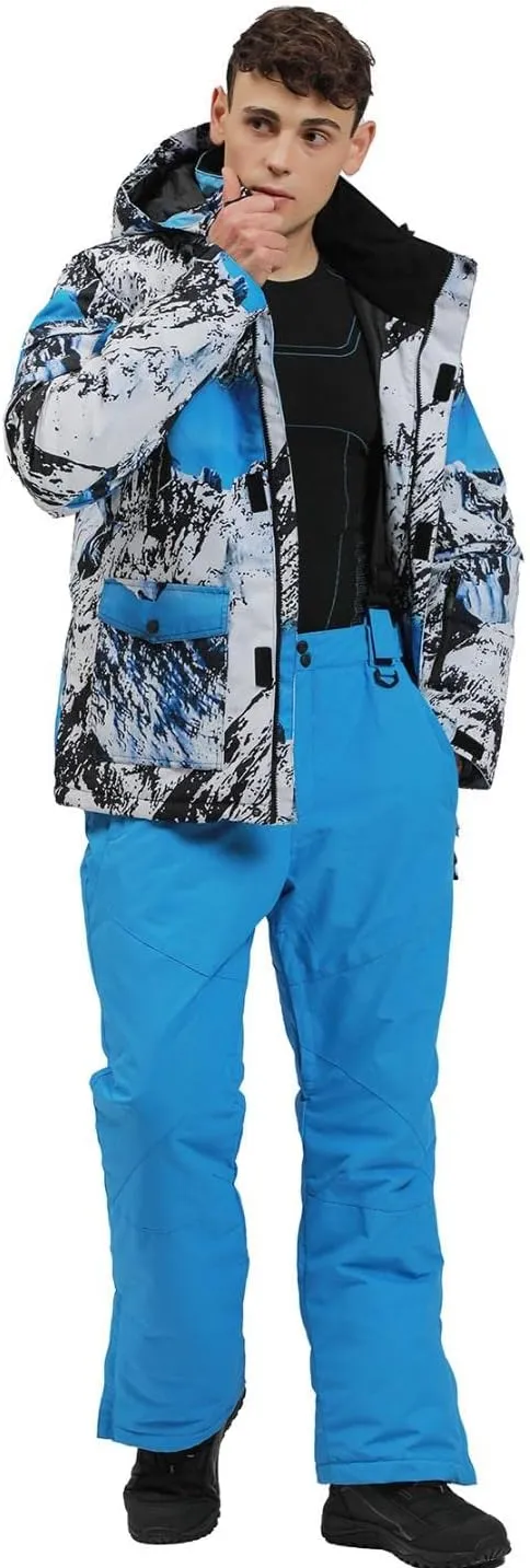 YEEFINE Men's Ski Suits Waterproof Winter Snowsuit Snow Snowboard Jackets Coats Pants Set
