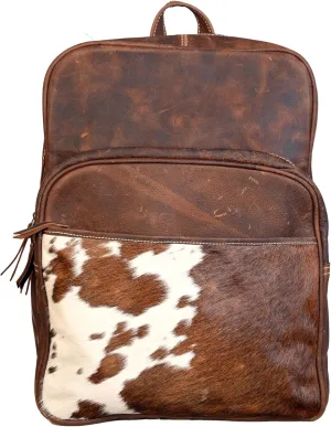 YUHIB Cowhide Leather Backpack for Men & Women 15 Inches Full Grain Leather Laptop Backpack Vintage Cow Skin Rucksack Knapsack Shoulder Leather Bag for Travel Hiking Adventure Dailywear