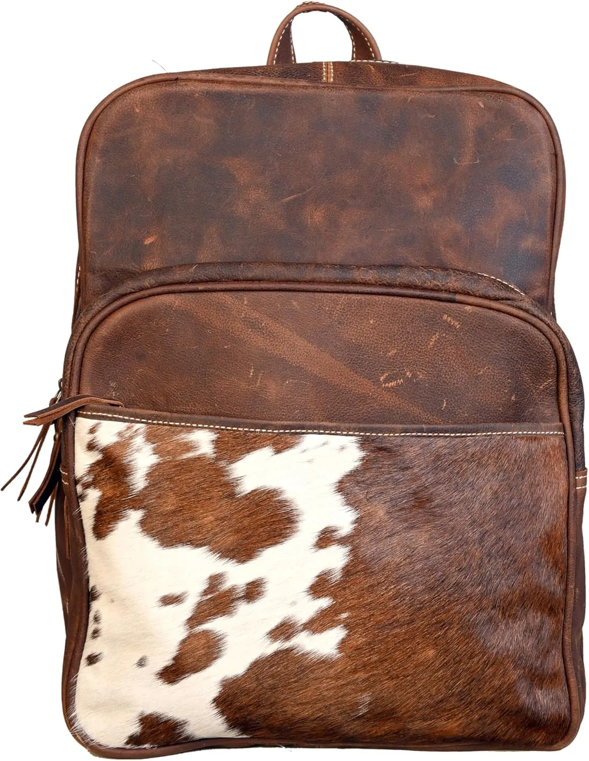YUHIB Cowhide Leather Backpack for Men & Women 15 Inches Full Grain Leather Laptop Backpack Vintage Cow Skin Rucksack Knapsack Shoulder Leather Bag for Travel Hiking Adventure Dailywear