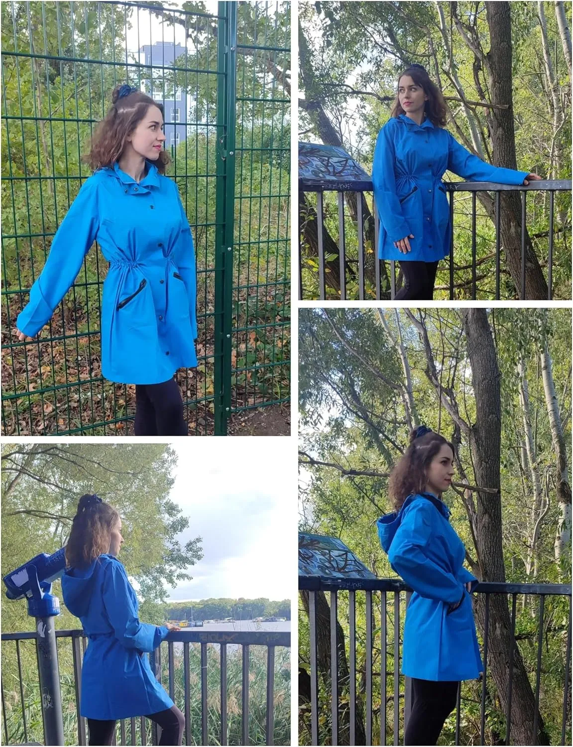 Zeagoo Raincoat Women Waterproof Long Hooded Rain Jacket Trench Coats Windbreaker Travel Jacket