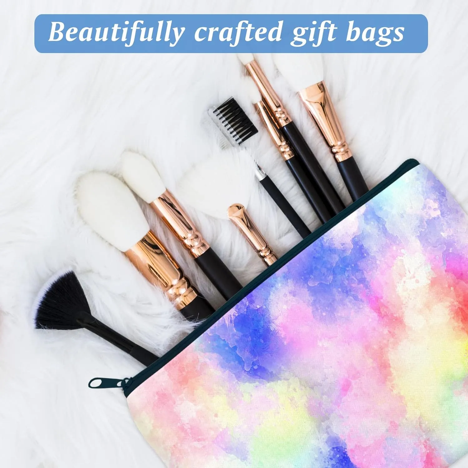 ZeeDix Canvas Pouch- Multi-purpose Cosmetic Bag with Zipper, DIY Craft Canvas Zipper Pouch Blank Makeup Bags Bulk Travel Toiletry Bag for Storage (8.3 x 5 inches)