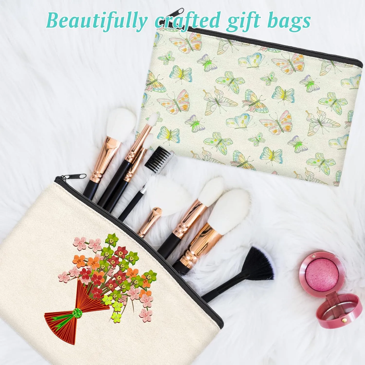 ZeeDix Canvas Pouch- Multi-purpose Cosmetic Bag with Zipper, DIY Craft Canvas Zipper Pouch Blank Makeup Bags Bulk Travel Toiletry Bag for Storage (8.3 x 5 inches)