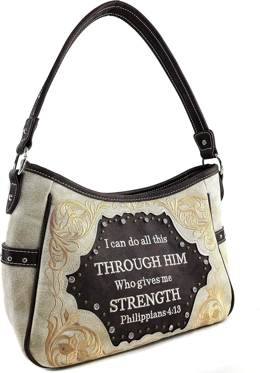 Zelris Bible Verse Philippians 4:13 Women Conceal Carry Hobo Purse Wallet Set