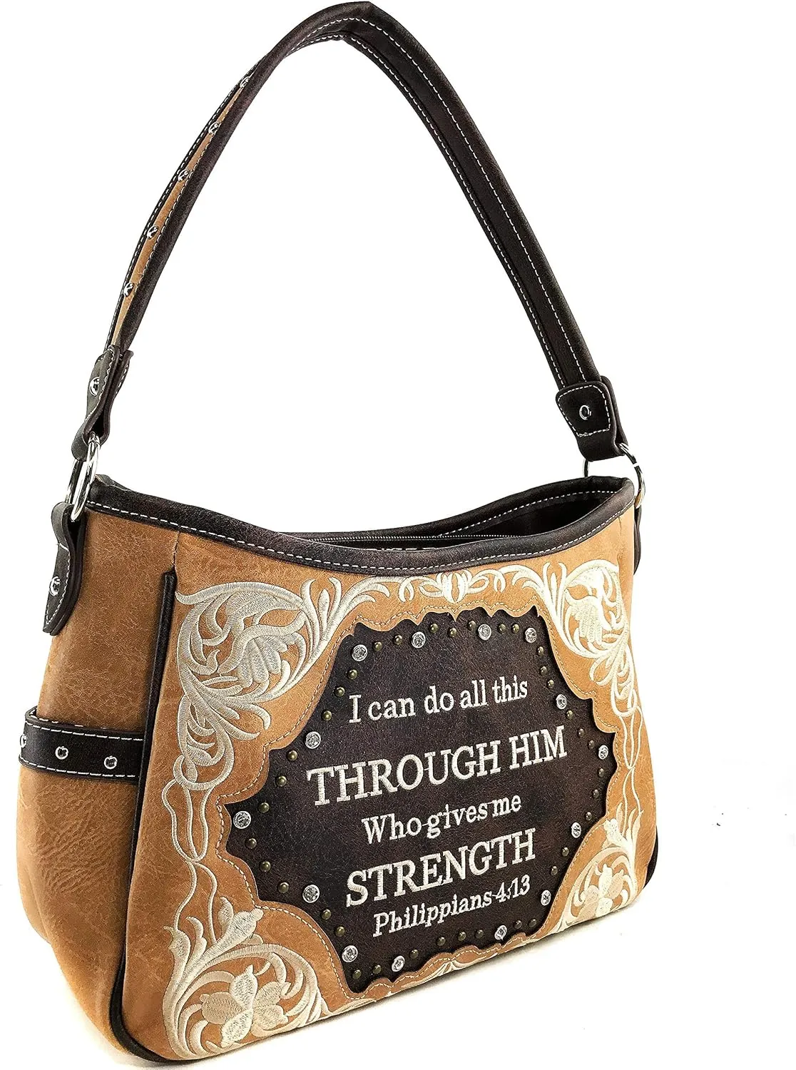 Zelris Bible Verse Philippians 4:13 Women Conceal Carry Hobo Purse Wallet Set