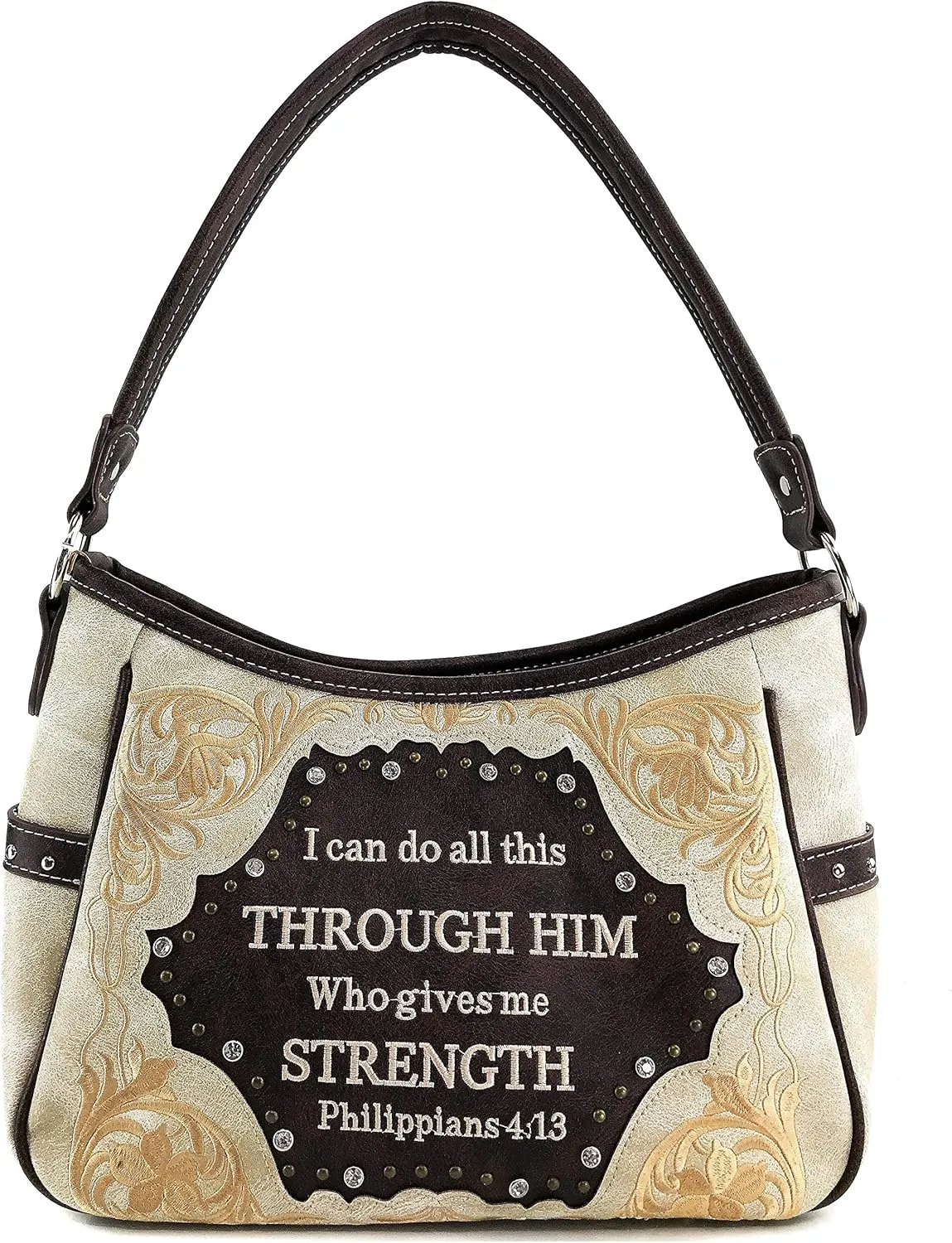 Zelris Bible Verse Philippians 4:13 Women Conceal Carry Hobo Purse Wallet Set