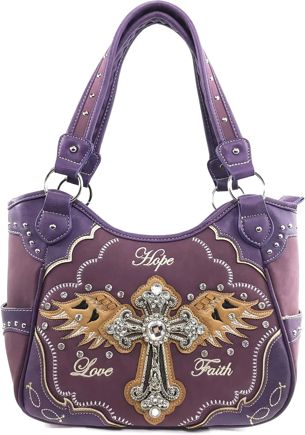 Zelris Faith Love Hope Cross Angel Wing Women Conceal Carry Women Tote Purse Set