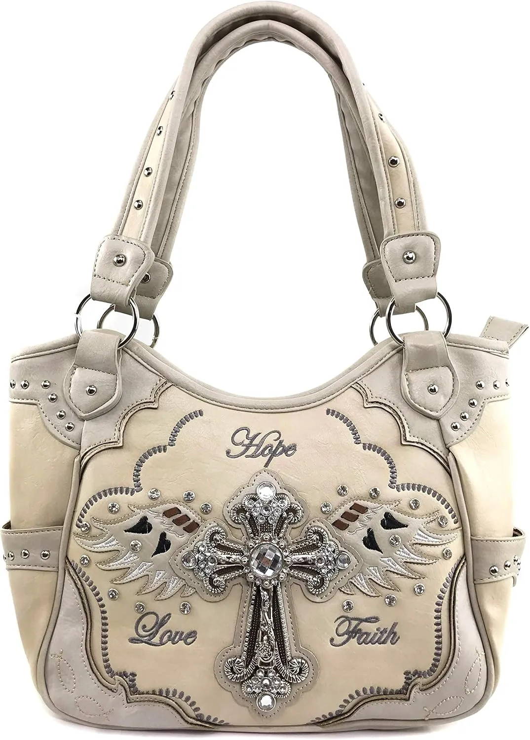Zelris Faith Love Hope Cross Angel Wing Women Conceal Carry Women Tote Purse