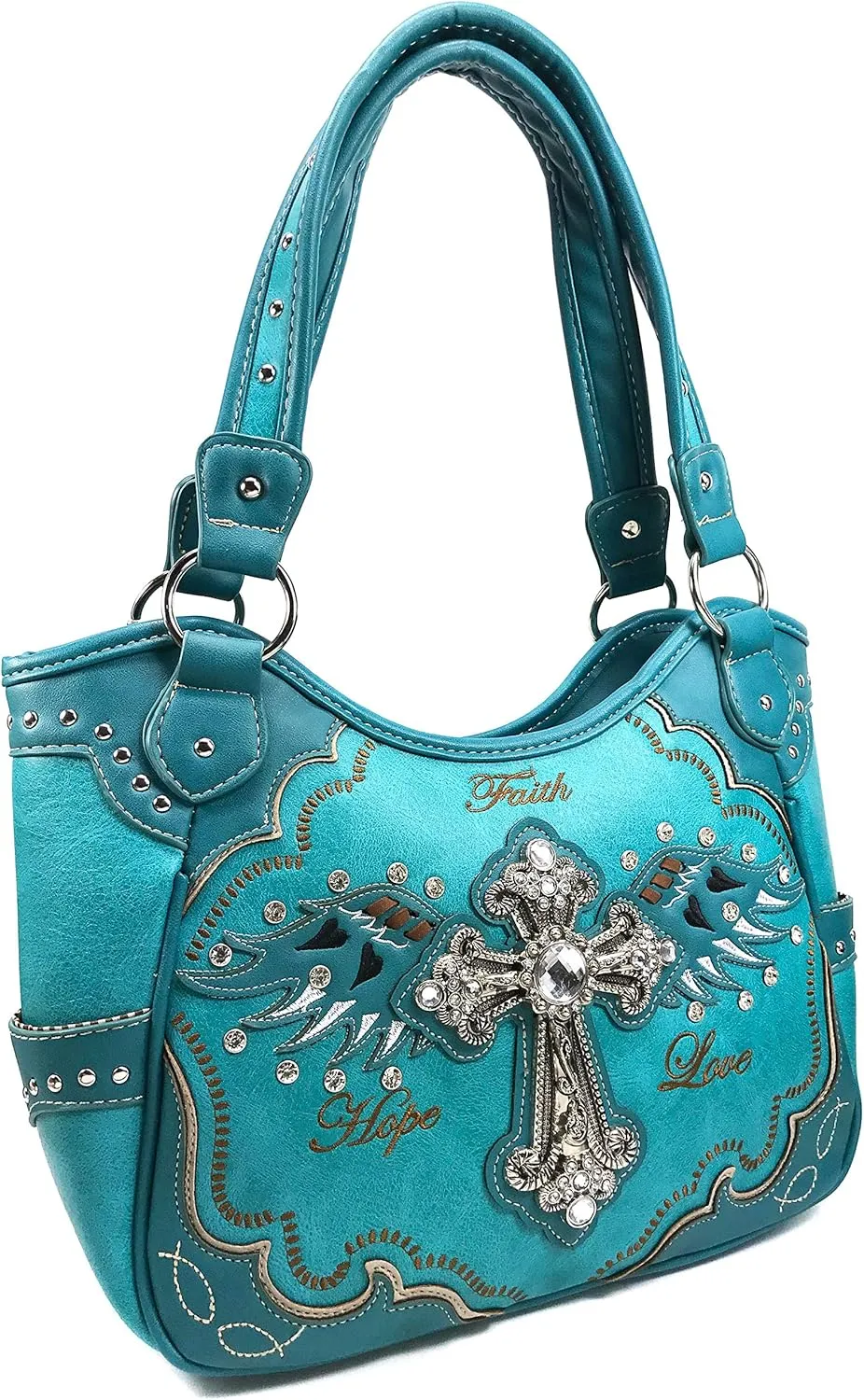 Zelris Faith Love Hope Cross Angel Wing Women Conceal Carry Women Tote Purse
