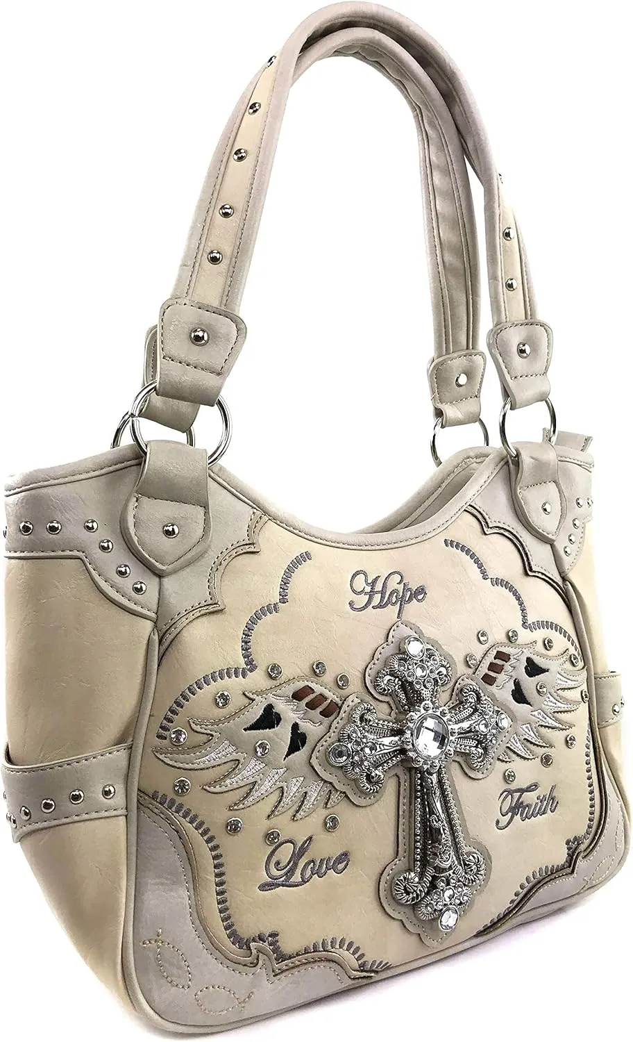 Zelris Faith Love Hope Cross Angel Wing Women Conceal Carry Women Tote Purse