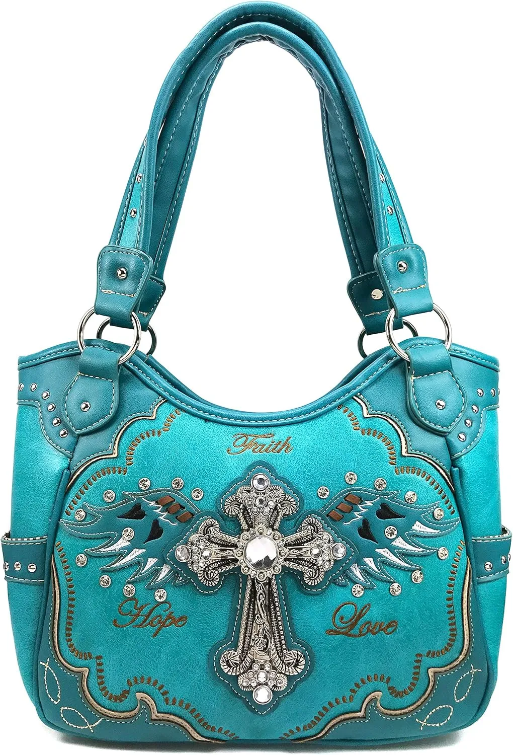 Zelris Faith Love Hope Cross Angel Wing Women Conceal Carry Women Tote Purse