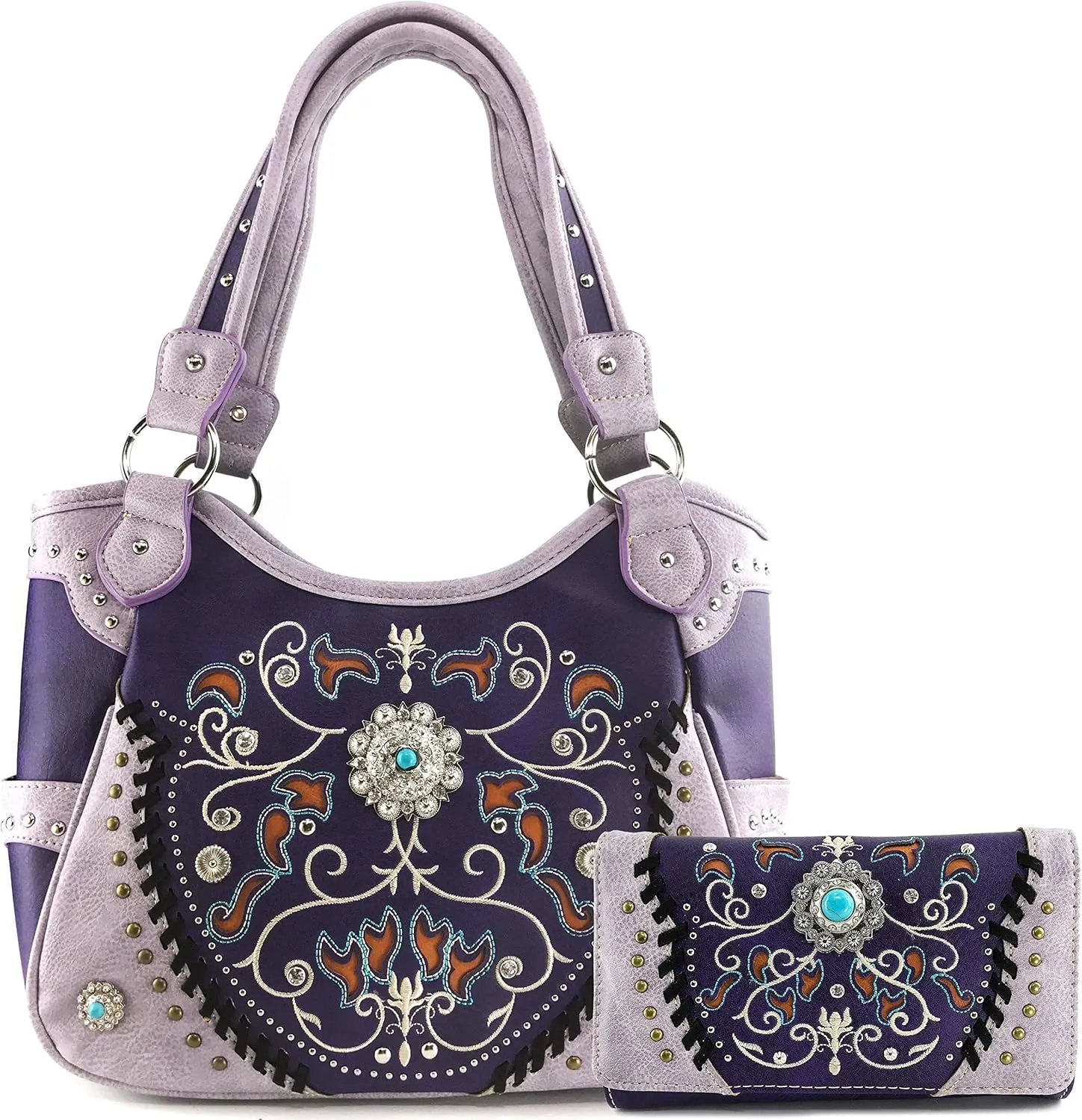 Zelris Spring Bloom Western Concho Women Conceal Carry Tote Handbag Purse Set