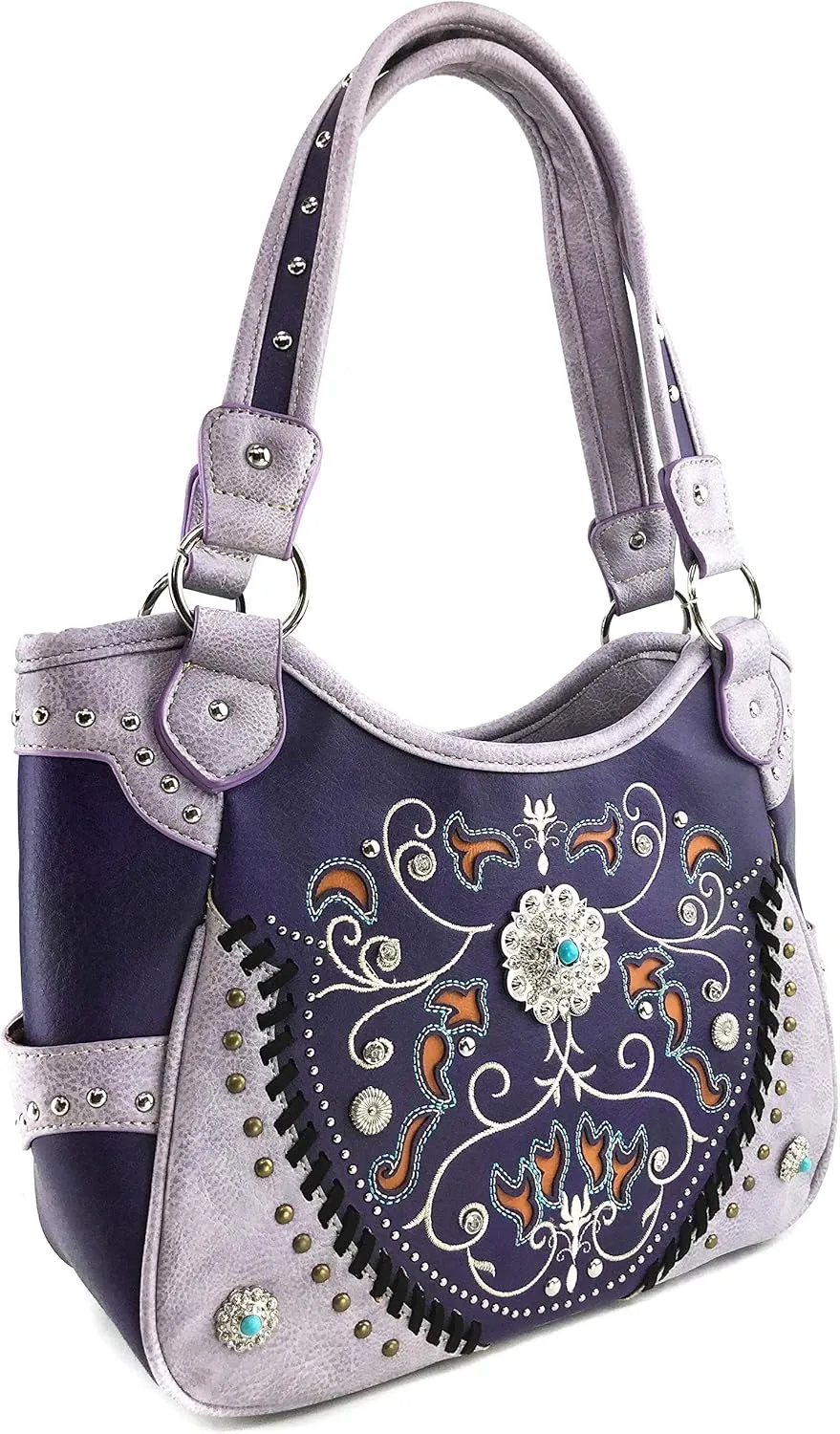 Zelris Spring Bloom Western Concho Women Conceal Carry Tote Handbag Purse Set