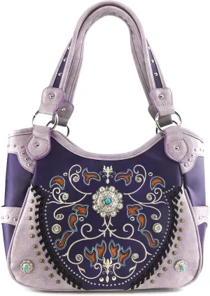 Zelris Spring Bloom Western Concho Women Conceal Carry Tote Handbag Purse