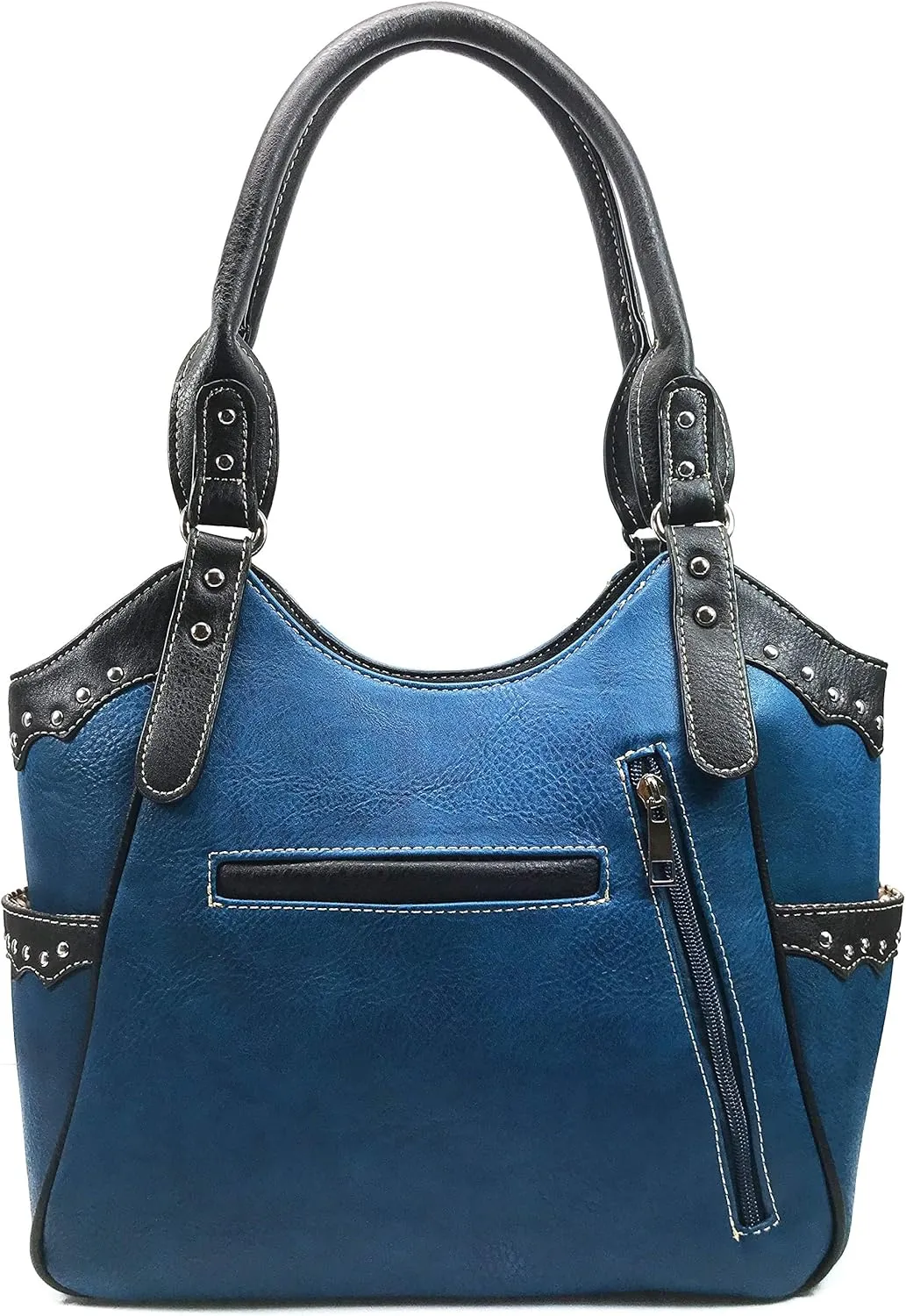 Zelris Turquoise Stone Concho Peacock Feather Women Conceal Carry Tote Purse Bag