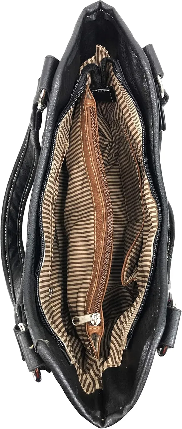 Zelris Turquoise Stone Concho Peacock Feather Women Conceal Carry Tote Purse Set