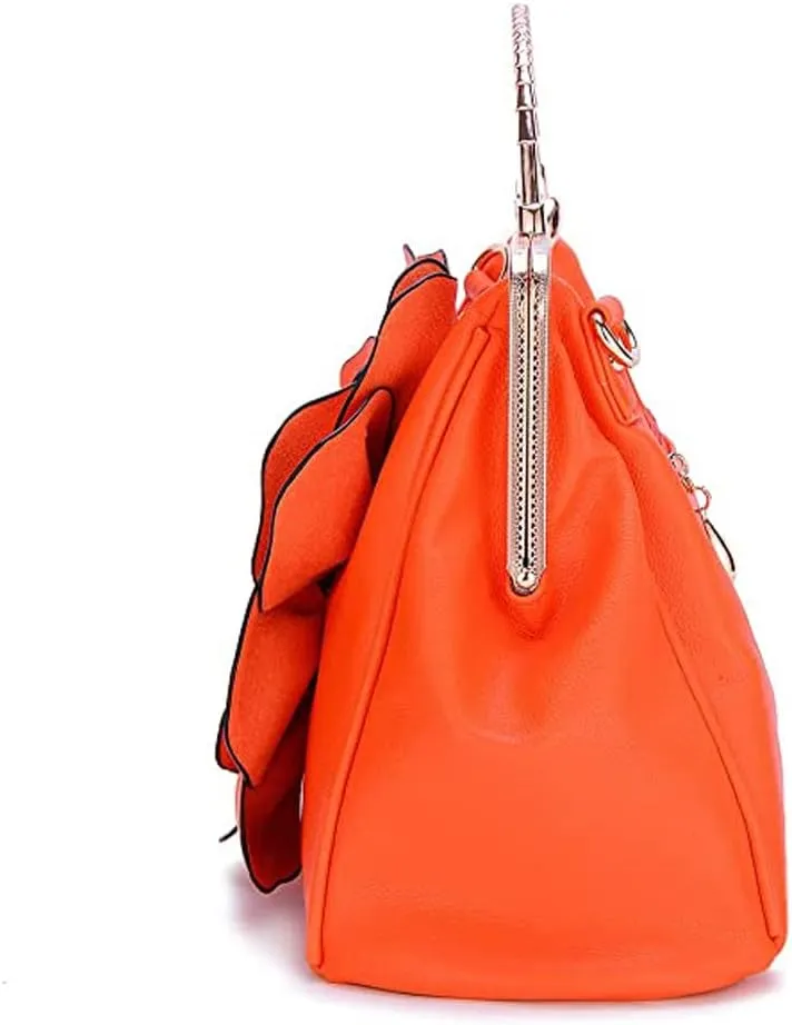 ZiMing 3D Floral Handbags for Women Genuine Leather Tote Bags Kiss Lock Purse Top Handle Bag Satchel Evening Bag Shoulder Bag