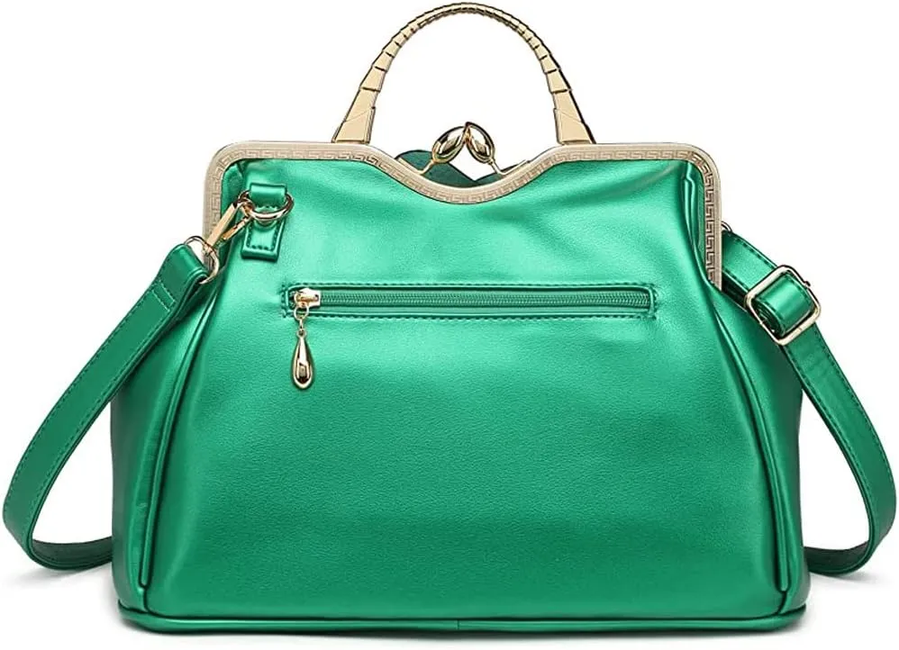 ZiMing 3D Floral Handbags for Women Genuine Leather Tote Bags Kiss Lock Purse Top Handle Bag Satchel Evening Bag Shoulder Bag